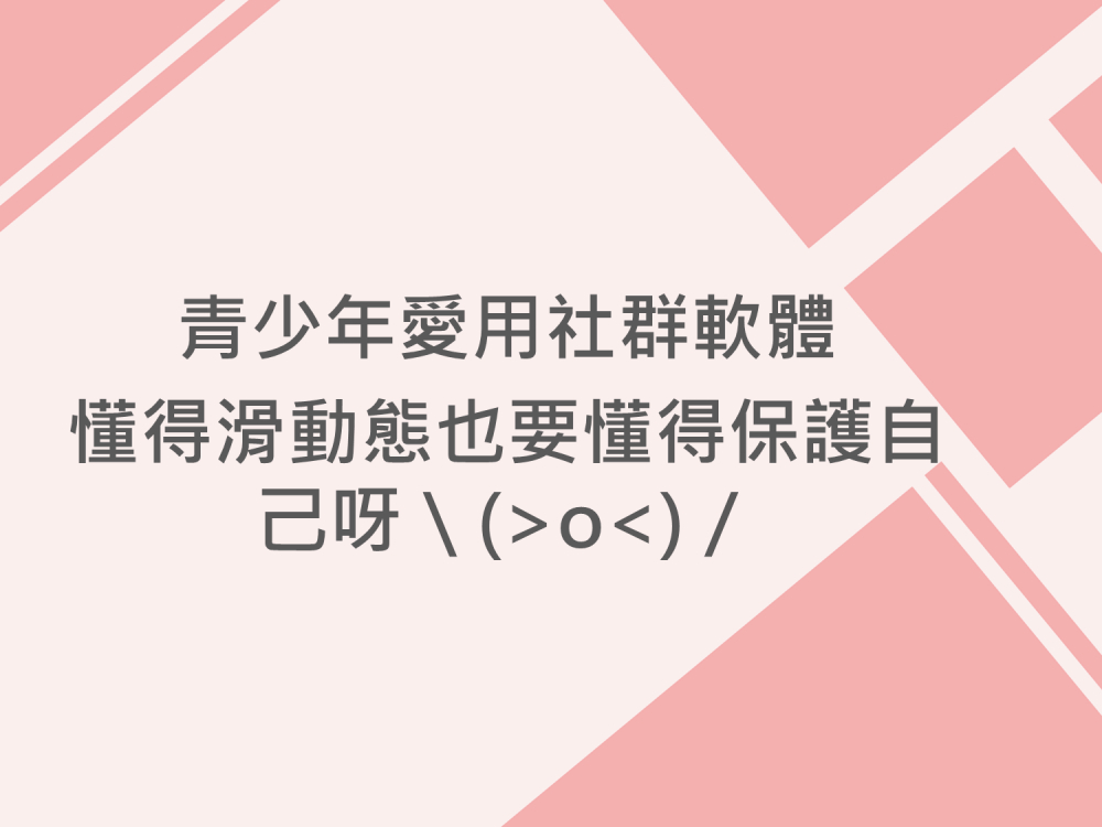 內有青少年愛用社群軟體 懂得滑動態也要懂得保護自己呀字樣圖片